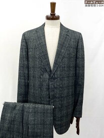 美品【イザイア ISAIA】CORTINA シングル 2ボタン チェック柄 スーツ (メンズ) size52/8R カーキグレー系 イタリア製 ◎35MSB0885◎　【中古】