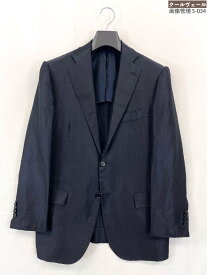 美品【チェザーレアットリーニ】S7MA48 2ボタン 紺無地 リネン65％/シルク35％生地 微光沢 ジャケット (メンズ)48/7R ネイビー ◎37HRB0093　【中古】