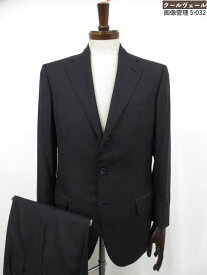 超美品【ブリオーニ Brioni】PARLAMENTO 3B段返り ストライプ柄 スーツ ウール/シルク/カシミア(メンズ)46C チャコールグレー系◎35MSB1419　【中古】