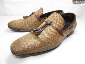 【ベルルッティ BERLUTI】マティス イントレチャートレザー タッセルローファー (メンズ) size8 ブラウン系 ◎37MZB1147◎　【中古】