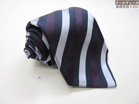 美品【キートン Kiton】レジメン柄 シルクネクタイ (メンズ) ネイビー×ブルー系×パープル イタリア製 ◎40MMB0473◎【中古】