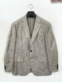 極美品【ブリオーニ Brioni】コットン40%ウール37％シルク23% 織柄 テーラードジャケット(メンズ)size50C 濃いめのベージュ系◎11HRB0149◎　【中古】