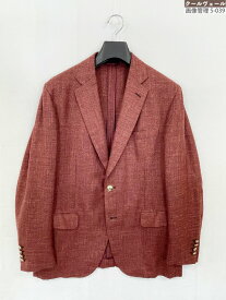 極美品【ブリオーニ Brioni】シルク リネン混ウール テーラードジャケット(メンズ)size50C ブラウンがかったレッド系 ◎11HRB0148◎　【中古】
