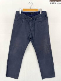 美品【ブリオーニ Brioni】SPL400:MERIBEL コットン100％ 微起毛生地 5ポケットパンツ 革パッチ (メンズ) size36 ネイビー ◎32MPB0889◎　【中古】