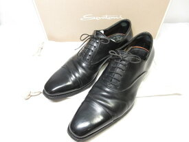 【サントーニ Santoni】 レザー キャップトゥ 内羽根 ドレスシューズ 紳士靴 (メンズ) size5.5 ブラック ■15MZA5226■　【中古】