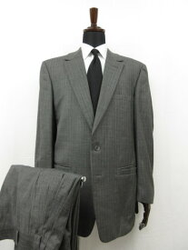 美品 【ジャンニヴェルサーチ GIANNI VERSACE】 2ボタン スーツ (メンズ) size48R-8Drop チャコールグレー ストライプ 伊製 ■27RMS8394　【中古】