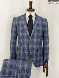 超美品【ユニバーサルランゲージ】 シングル2ボタン スーツ(メンズ) size44-8D ネイビー系 グレンチェック柄 ◇33RMS2612◇【中古】