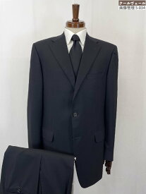 【コルネリアーニ CORNELIANI】Super120’S 3ボタン段返り スーツ (メンズ) 52/6R ブラック系 ストライプ織柄 イタリア製 ◇35RMS2656◇【中古】