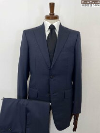 超美品【シップス SHIPS】117-11-1518 シルク混 シングル3ボタン段返り スーツ (メンズ) size46 ネイビー系 ナチュラルな織柄◇35RMS2697◇【中古】