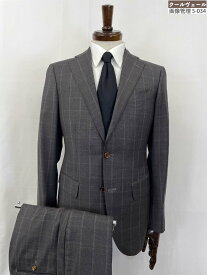 超美品【オンダータ タキザワシゲル Ondata】82113134013 ドラゴ生地 Super130’S 2B段返り チェック スーツ(メンズ)42/44 茶◇35RMS2921◇【中古】