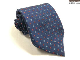 美品【マリネッラ E.MARINELLA】 セッテピエゲ お洒落な花柄プリント シルクネクタイ (メンズ) ネイビー系 イタリア製 ◇39MM9153◇【中古】
