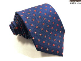 未使用【マリネッラ E.MARINELLA】 お洒落な花柄プリント♪ シルクネクタイ (メンズ) ネイビー系 イタリア製 ◇39MM9155◇【中古】