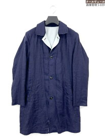 超美品【キートン KITON】UW1406V0862B リバーシブル リネン×ポリエステル ステンカラーコート(メンズ)size44 ネイビー×水色◎11HRB0248【中古】