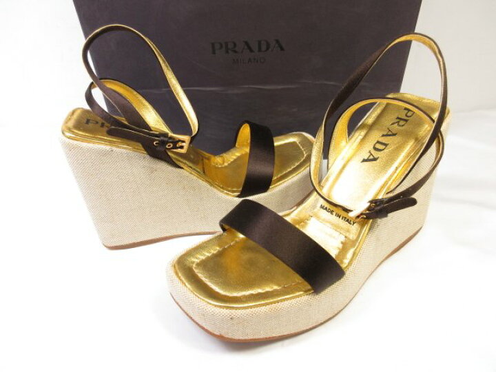楽天市場】未使用 【プラダ PRADA】 レザーウェッジソール 