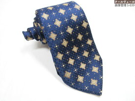 美品【バランタイン BALLANTYNE】お洒落な刺繍柄♪ シルクネクタイ (メンズ) 微光沢のあるネイビー系 イタリア製 ◇39MM9315◇【中古】
