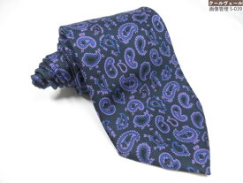 【ETRO エトロ】お洒落なペイズリー柄♪ シルクネクタイ (メンズ) ブラック×パープル系 イタリア製 ★39MM9730★【中古】
