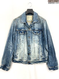 超美品【アメリカンイーグル American Eagle】ダメージ加工 デニムジャケット Gジャン (メンズ) sizeL インディゴブルー ★32MB5466★【中古】