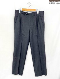 極美品【キートン Kiton】UPNR2 978703 ウール スラックス 2タック (メンズ) size46/R チャコールグレー 無地に近い織柄 ◎32MPB0446◎　【中古】