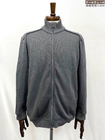 超美品【BOSS ヒューゴボス HUGO BOSS】 コットン100％ ダブルジップニット ブルゾン (メンズ) sizeL ミディアムグレー系 ★33MNB0075★【中古】