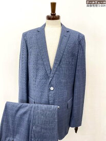 【BOSS ヒューゴボス HUGO BOSS】ウール100％ シングル2ボタン グレンチェック柄風 スーツ (メンズ) size54 薄いネイビー ★35MSB0627★【中古】