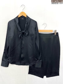 超美品【キートン キトン KITON】シルク100％ ボウタイブラウス×タイトスカート セットアップ (レディース) 38 ブラック ◎35LSB0028◎【中古】