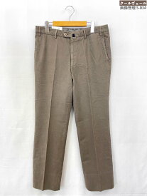 超美品【カルーゾ CARUSO】コットン100％生地 スラックス パンツ ノータック (メンズ) size50 ブラウン ◎32MPB0852◎【中古】