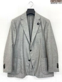 超美品【ラルディーニ LARDINI】JP903AQ 3ボタン段返り 織柄 カシミア100％ ジャケット (メンズ) 48/7REG ミディアムグレー◎32MJB0778【中古】