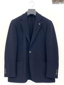 超美品【ラルディーニ LARDINI】JQ903AQ-47 3ボタン段返り ウール素材 ニットジャケット (メンズ) size48/7REG ネイビー ◎32MJB0777◎【中古】