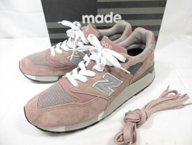 極美品 【kith×New Balance ニューバランス】 M998KI1 USA製 スエード ローカットスニーカー 靴 (メンズ) size28 ピンク ◯30MZA7315◯【中古】