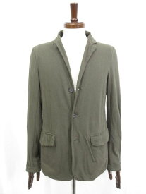 【quadro クオドロ】シングル3ボタン段返り 薄手 コットンジャケット ライトアウター (メンズ) size2 カーキ系 ◯17MJ0134◯【中古】