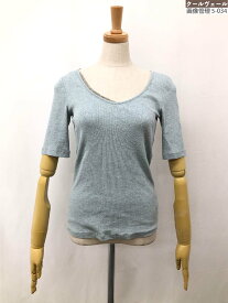 極美品【ファビアナフィリッピ FABIANA FILIPPI】QQ2228209 ビーズ装飾 半袖ニットソー (レディース) 40/XS 青みのあるグレー系 ◇17LN5792　【中古】