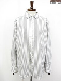 未使用【エルメネジルドゼニア Ermenegildo Zegna】 コットン100％ ストライプ柄 ワイドカラーシャツ (メンズ) size44/17 白×灰◇33MK5317【中古】