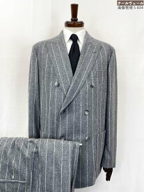 極美品【BOSS ヒューゴボス HUGO BOSS】10229122 カノニコ 2パッチポケット ダブル6B スーツ (メンズ) 54 グレー系 ストライプ ◇35RMS3078【中古】