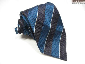 美品【タイユアタイ TIE YOUR TIE】 セッテピエゲ レジメン柄♪ シルク ネクタイ (メンズ) ダークネイビー系 イタリア製 ◇39MM8943◇　【中古】