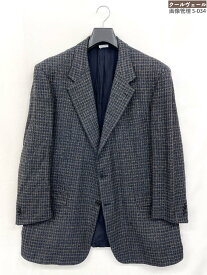 【ブリオーニ×ニーマンマーカス】3B 段返り チェック柄 ジャケット 秋冬生地 (メンズ)54~56相当 ネイビー×ブラウン チェック ◎32MJB0495【中古】