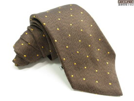 美品【キートン キトン Kiton】 シルク100％ ドット刺繍柄 ネクタイ (メンズ) ブラウン×オレンジ イタリア製 ◎33MMB0179◎【中古】