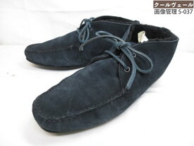 【トッズ TOD'S】ムートンレザー ミドルカット ドライビングシューズ (メンズ) size7.5 ネイビー ◎39MZB0877◎　【中古】
