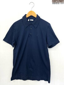 美品【ブリオーニ Brioni】コットン100％ 鹿の子生地 ロゴ刺繍 半袖ポロシャツ (メンズ) sizeM 暗めのネイビー 伊製 ◎33MTB0489◎　【中古】