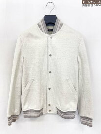 極美品【キートン KITON】UW0678V07S61 カシミア96%最高級生地 ニットジャケット スタジャン風 (メンズ) 42 アイボリー/グレー ◎32MBB0214【中古】