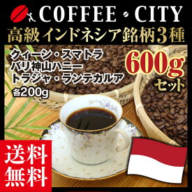 インドネシア高級銘柄3点セット各200g計600g【ストレートコーヒー】【送料無料】【福袋】ゆうパケット専用※日時指定できません