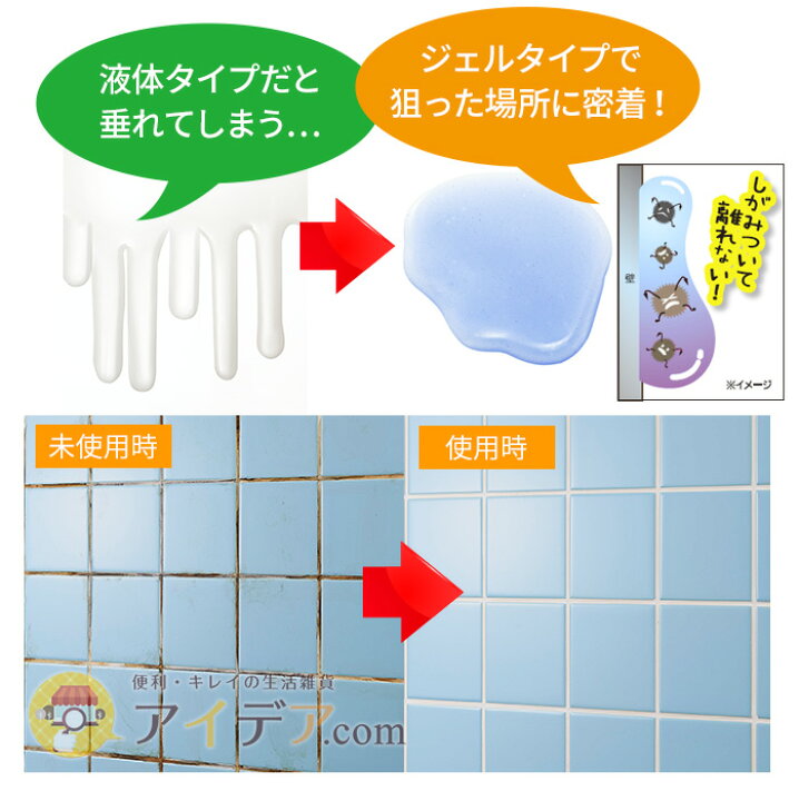 楽天市場 水垢落とし 水垢取り 掃除 洗剤 密着ジェル 300ml お酢の力 弱酸性 タイル 浴槽 浴室 洗面台 鏡 シンク 溶かす 簡単 楽々 水垢 取り先生プラス 日本製 コジット アイデア Com