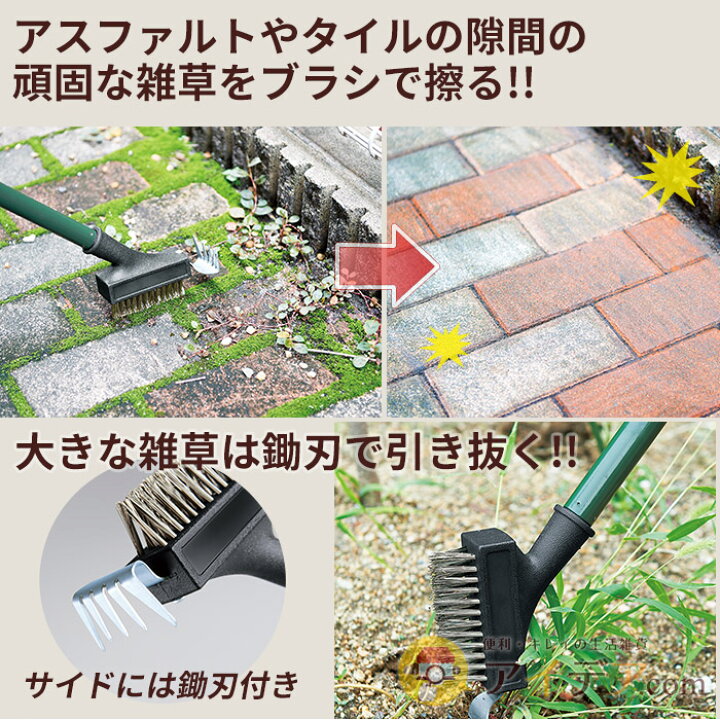 楽天市場 アスファルトやタイルの隙間の頑固な雑草に 楽チン2way除草ブラシ コジット ブラシで擦って鋤刃で引き抜きお掃除楽チン 庭掃除 雑草 ガーデニング 畑仕事 お墓掃除 コケ取り 園芸 玄関 庭 在宅 外出自粛 C アイデア Com 楽天市場 アスファルトやタイルの隙間の頑固な雑草に 楽チン2way除草ブラシ コジット ブラシで擦って鋤刃で引き抜きお掃除楽チン 庭掃除 雑草 ガーデニング 畑仕事 お墓掃除 コケ取り 園芸 玄関 庭 在宅 外出自粛 C アイデア Com