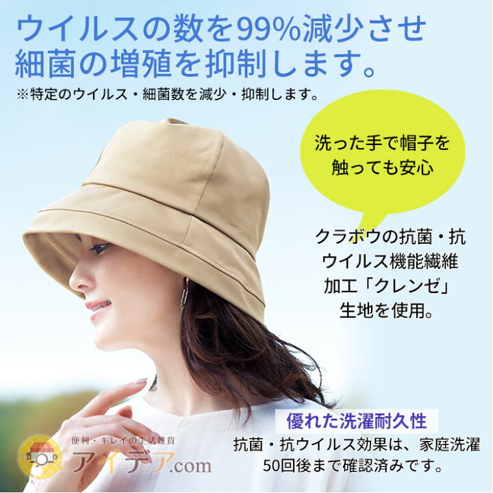 楽天市場 セール Sale 春 夏 帽子 Uv ハット レディース 日本製 綿100 紫外線対策 抗ウイルス加工深型uv帽子 ベージュ コジット Uvカット率99 日焼け防止 オススメ Uvケア 紫外線防止 サイズ調整 抗菌 抗ウイルス加工 小顔効果 コットン 送料無料 Y アイデア Com