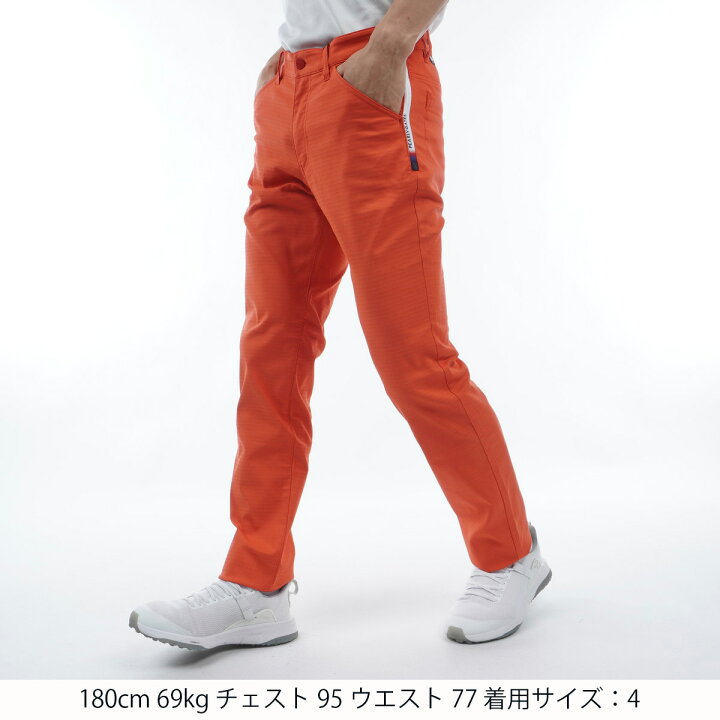 赤色 PGロゴ スリムフィットパンツ（メンズ ゴルフ ストレッチ カノコ 