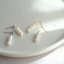 パールピアス 3連 淡水パール バロック 美しい光沢 透明感 / イヤリング ノンホールピアス / ps-006