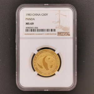 China 中華人民共和国 50元 パンダ 金貨 1983 スラブ入り NGC MS 69 中国 純金