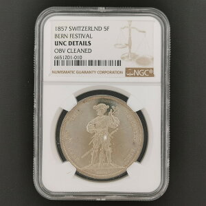 SWITZERLAND XCX 5t ݁wxx ˌ 1857 Xu NGC UNC DETAILS