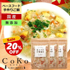 無添加 国産 送料無料 犬 手作りご飯 素材 ドッグフード BASE FOOD ベースフード (100g×3個セット) CoKoオリジナル 野菜ミックス お米 ライス