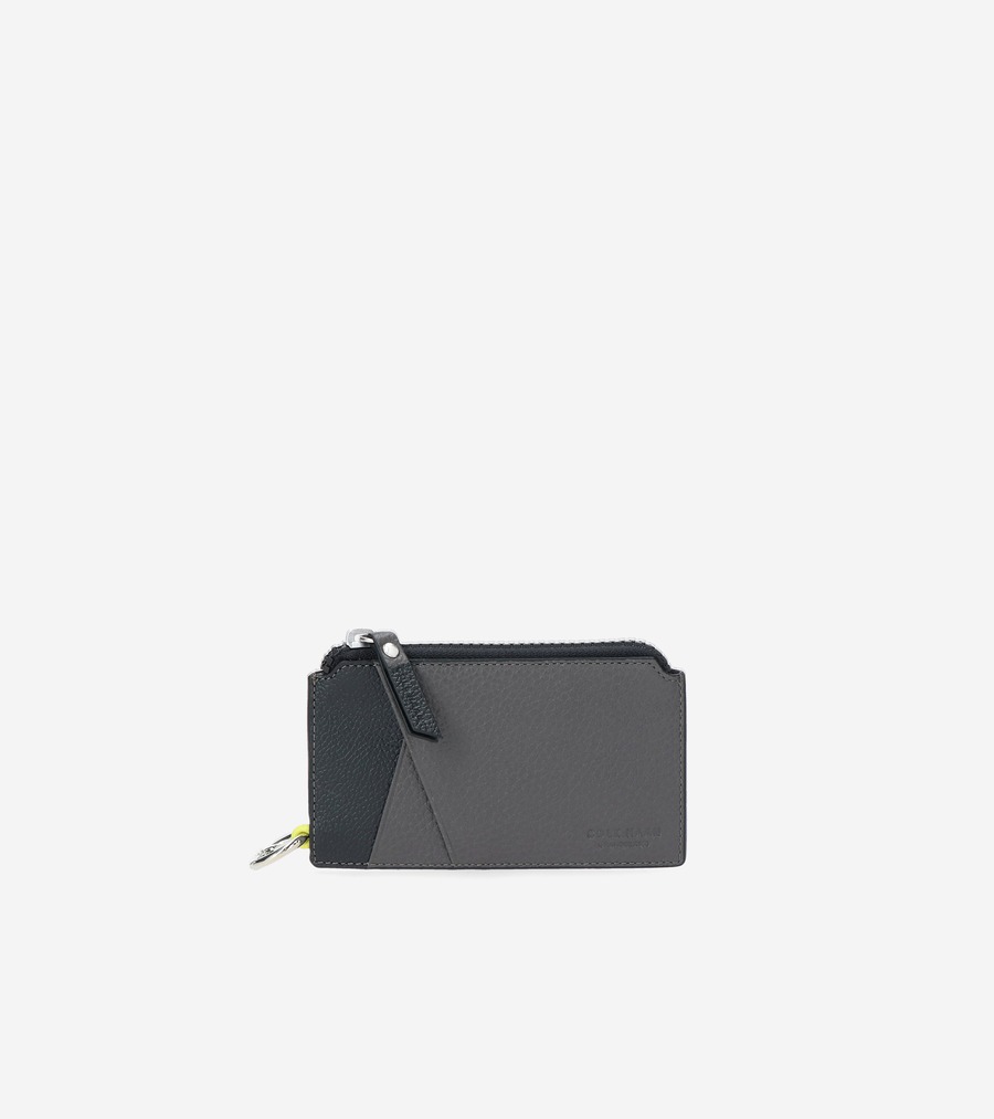 コールハーン Colehaan メンズ バッグ & アクセサリー 財布 カラーブロック ジップ カード ケース mens F11901  グレー ⁄ ブラック : コールハーン 店