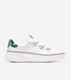 コールハーン Colehaan アウトレット ウイメンズ シューズ スニーカー グランドプロ トップスピン トリプルストラップ スニーカー womens. W32209 ホワイト / プール ブルー スネーク プリント